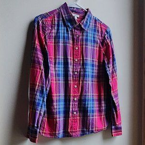 Talbots Pink/Blue Plaid Button Down Shirt Size Petite Small